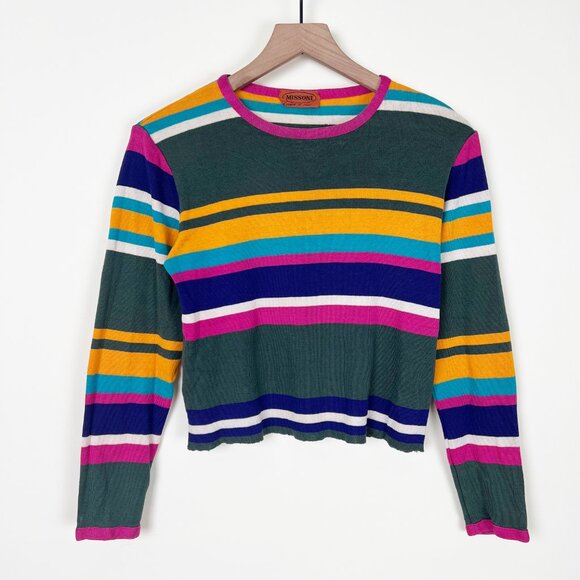 Vintage Missoni Knit Sweater Cropped Distressed Long Sleeve Blouse Top Shirt - Picture 4 of 8